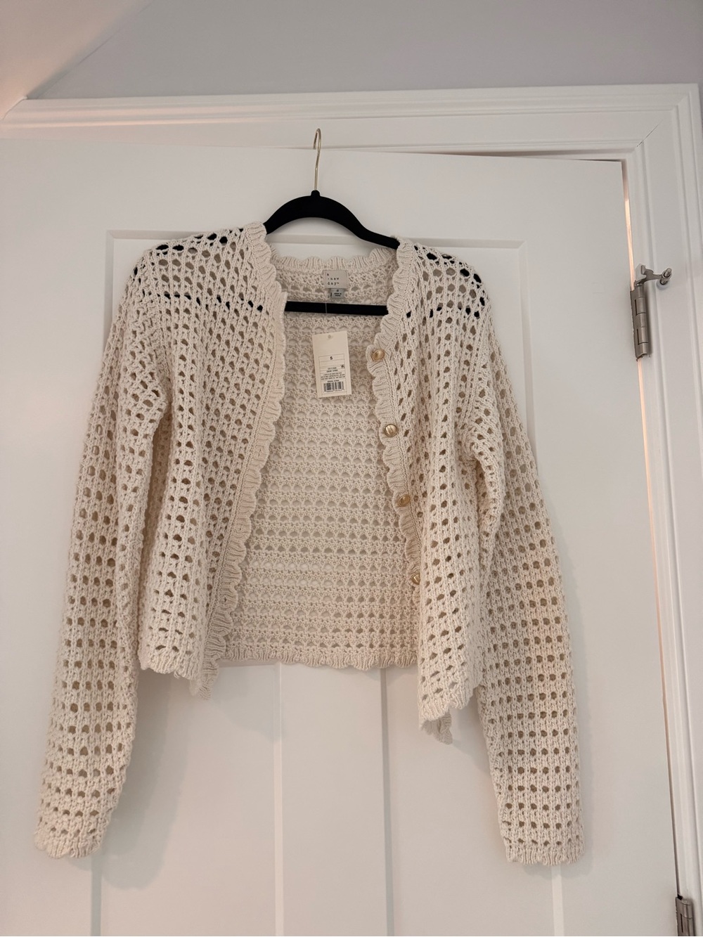a new day Cream Crochet Open-Knit Cardigan